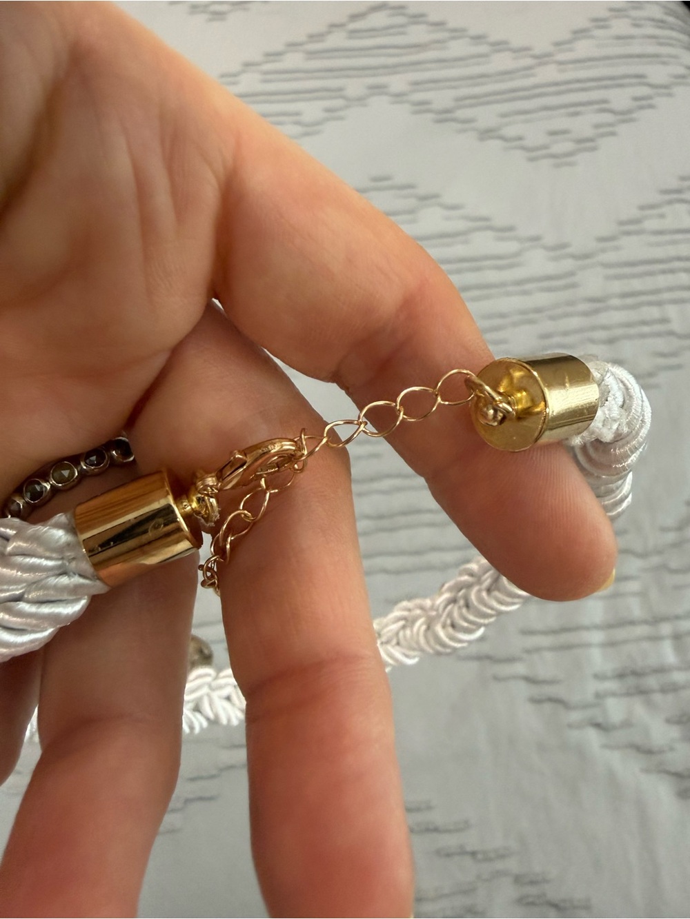 White Braided Shell Charm Necklace - Picture 7 of 8
